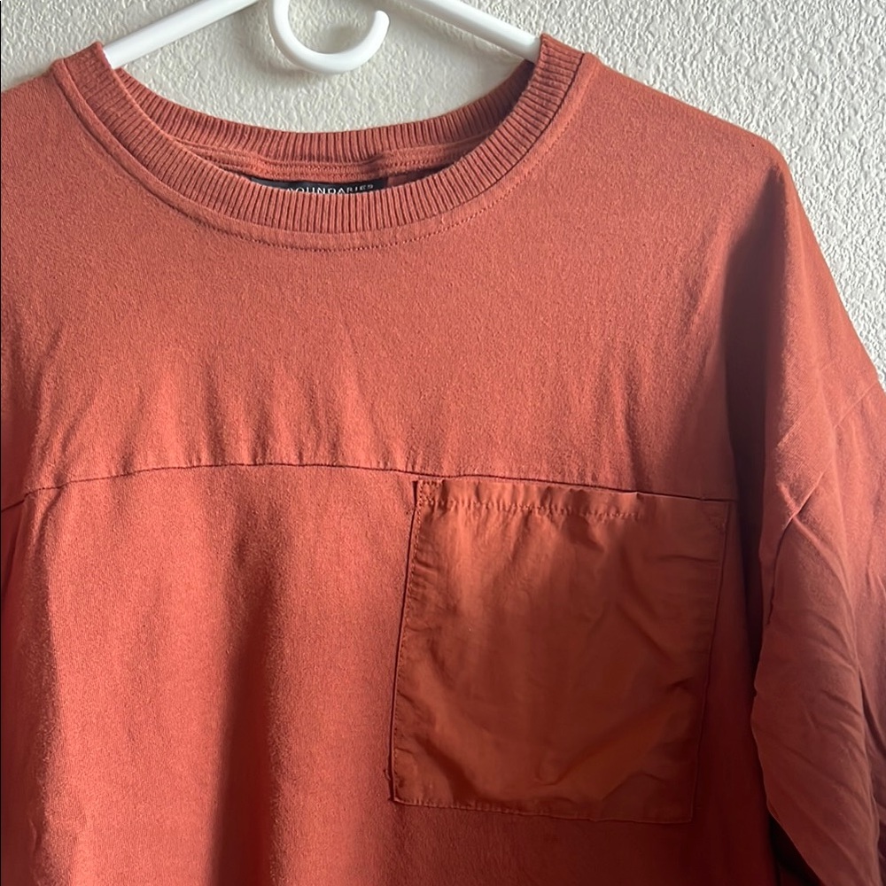 No Boundaries Mens Oversized Pocket T-Shirt Brown Terracotta Medium NB30101 - Picture 3 of 7